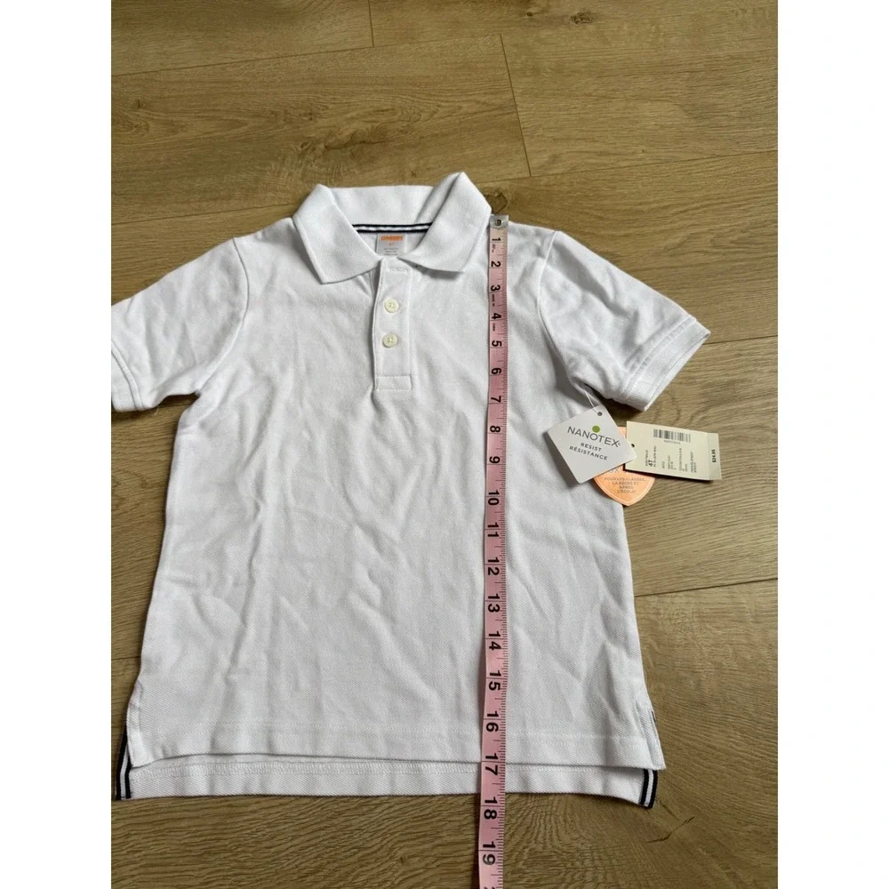 NWT Boys Kid Gymboree playproof uniforms nanotex short sleeve white polo size 4T
